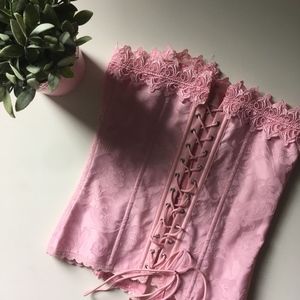 Frederick's light pink lace-up corset